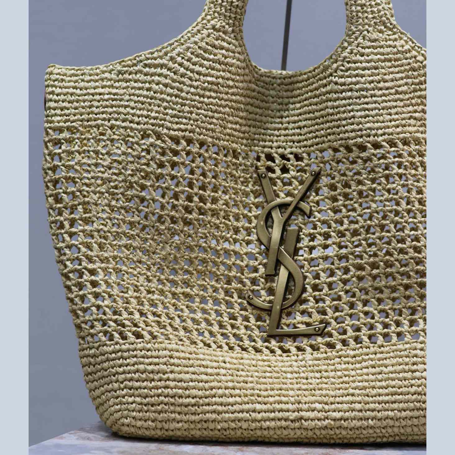 Saint Laurent YSL Icare Maxi Raffia Shopping Bag   47-61-8cm - DopestKickz