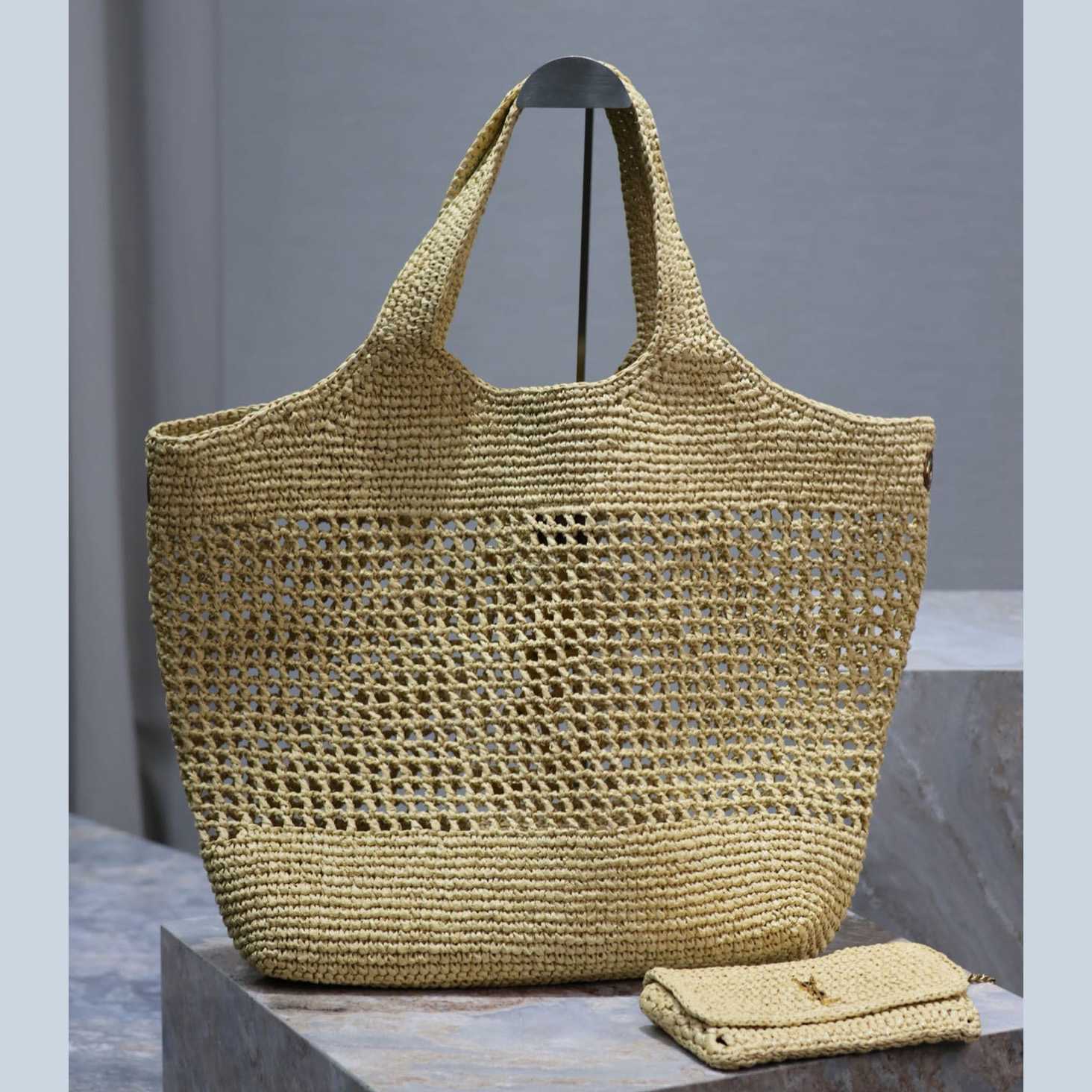 Saint Laurent YSL Icare Maxi Raffia Shopping Bag   47-61-8cm - DopestKickz