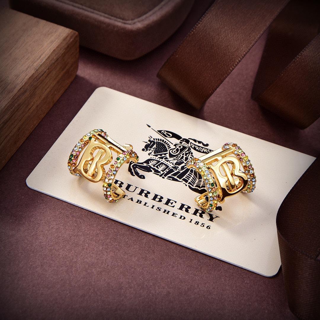 Burberry Logo Crystal Embellished Earrings - DopestKickz