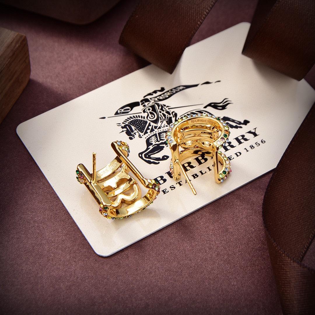 Burberry Logo Crystal Embellished Earrings - DopestKickz