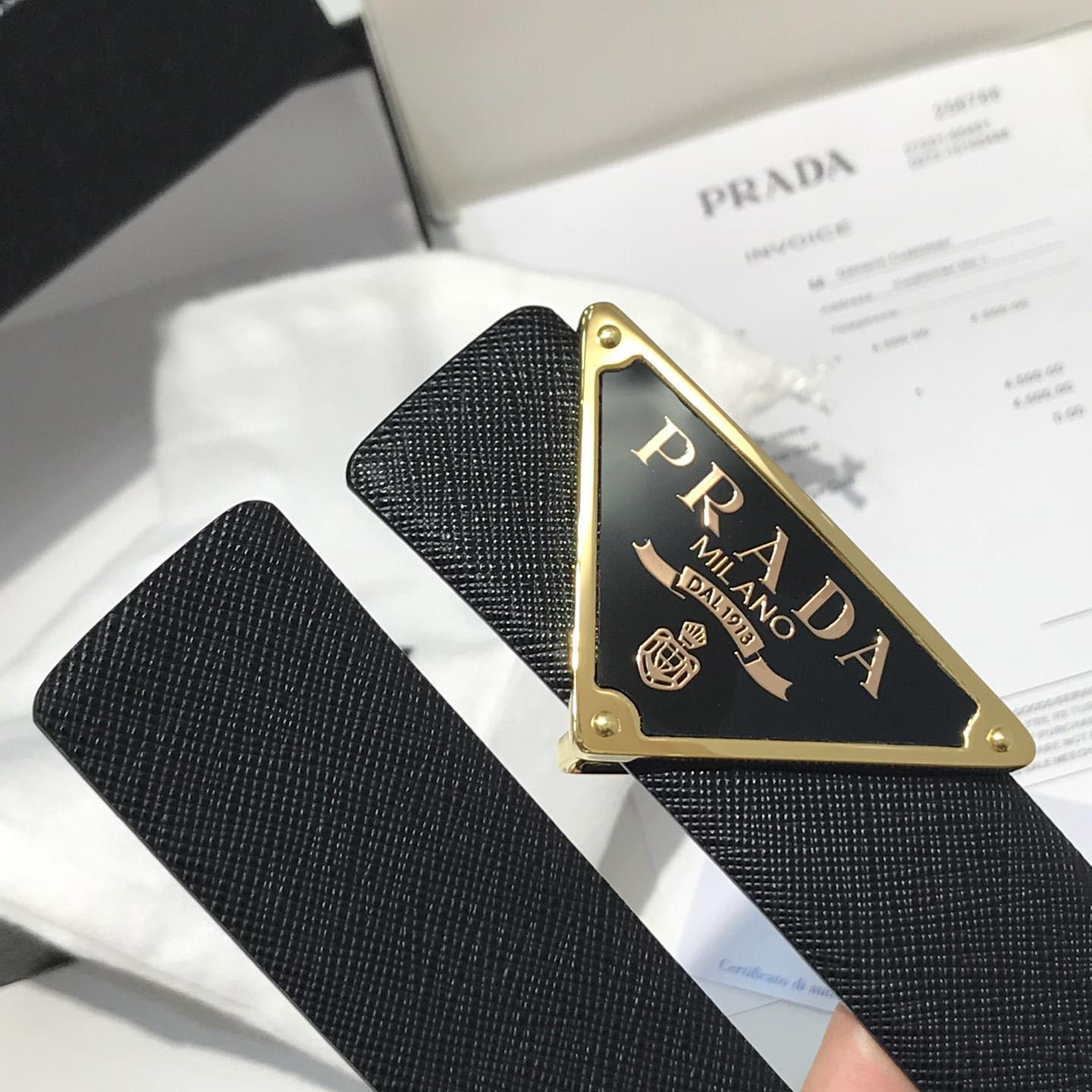 Prada Reversible Saffiano Leather Belt Strap - DopestKickz