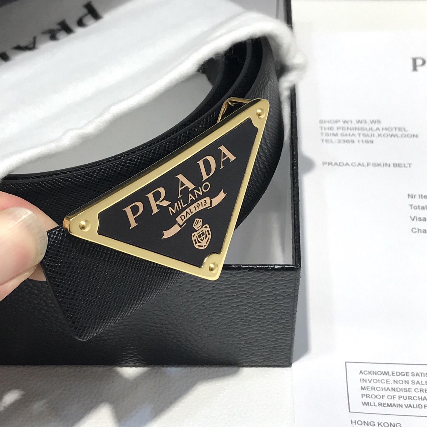 Prada Reversible Saffiano Leather Belt Strap - DopestKickz