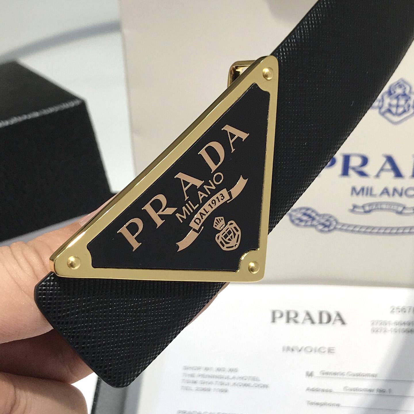 Prada Reversible Saffiano Leather Belt Strap - DopestKickz