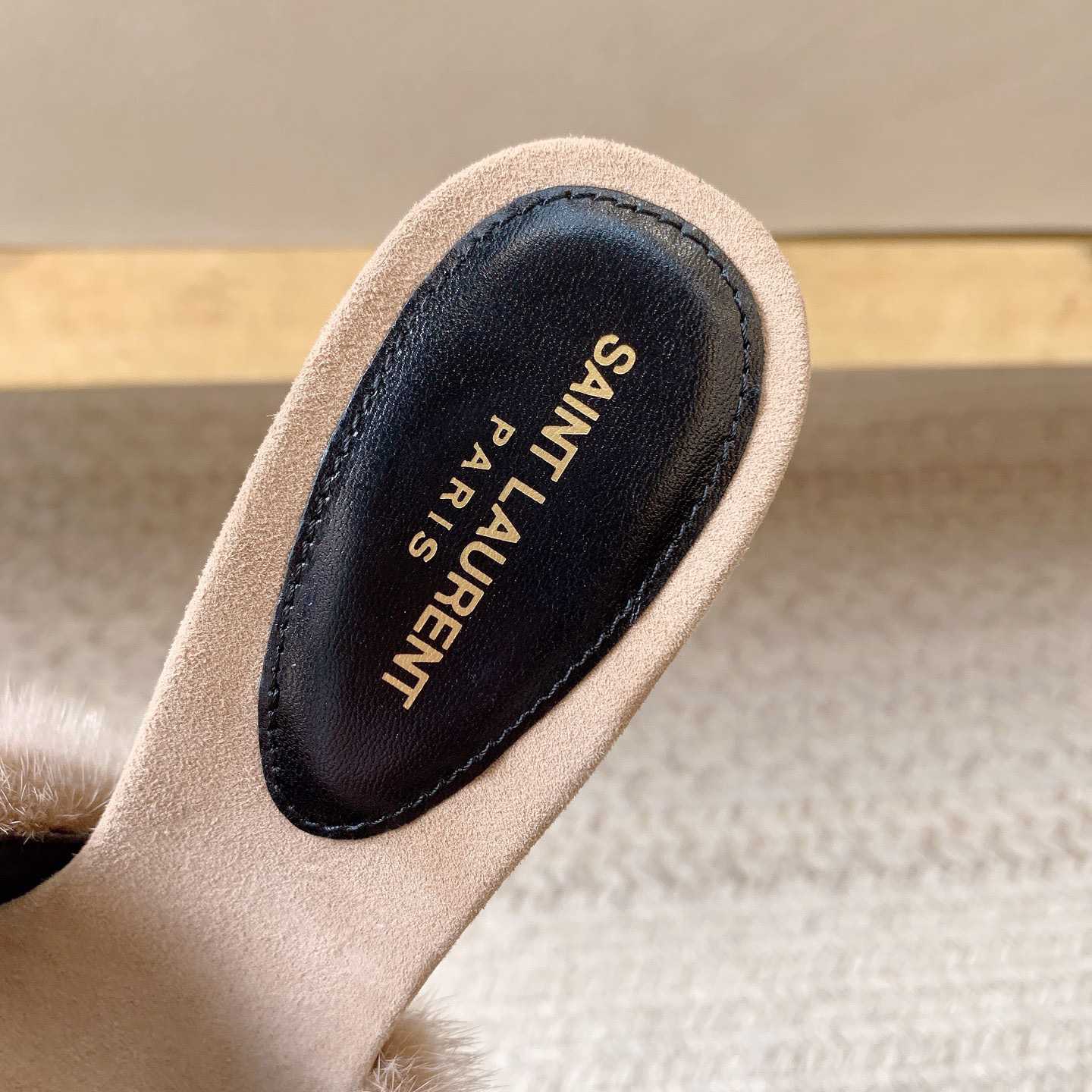 Saint Laurent LA 16 Mules In Animal-Free Fur And Suede  - DopestKickz