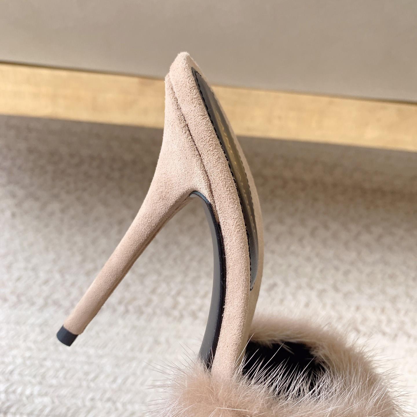 Saint Laurent LA 16 Mules In Animal-Free Fur And Suede  - DopestKickz