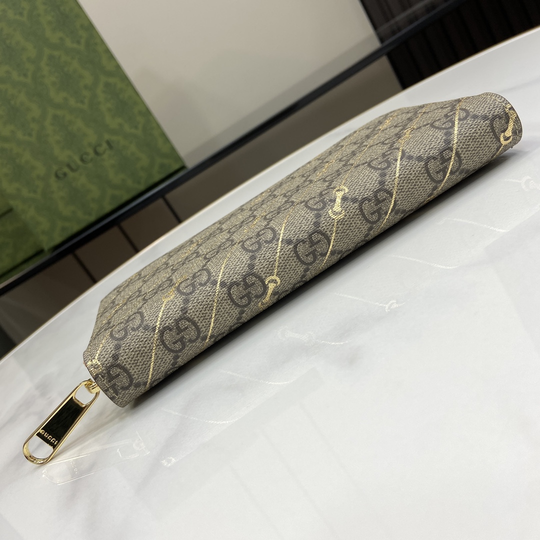Gucci Zip Around Wallet With Horsebit Print  - DopestKickz