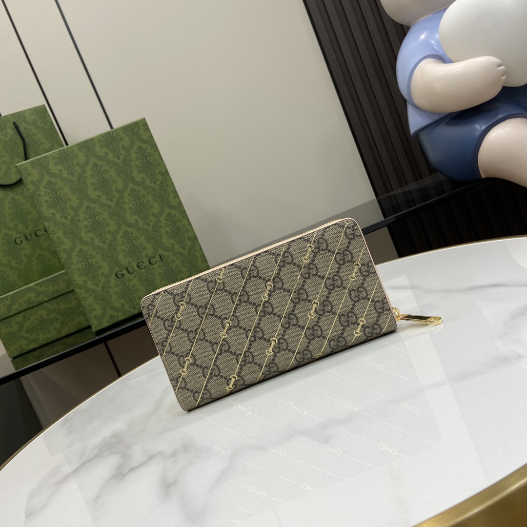 Gucci Zip Around Wallet With Horsebit Print  - DopestKickz