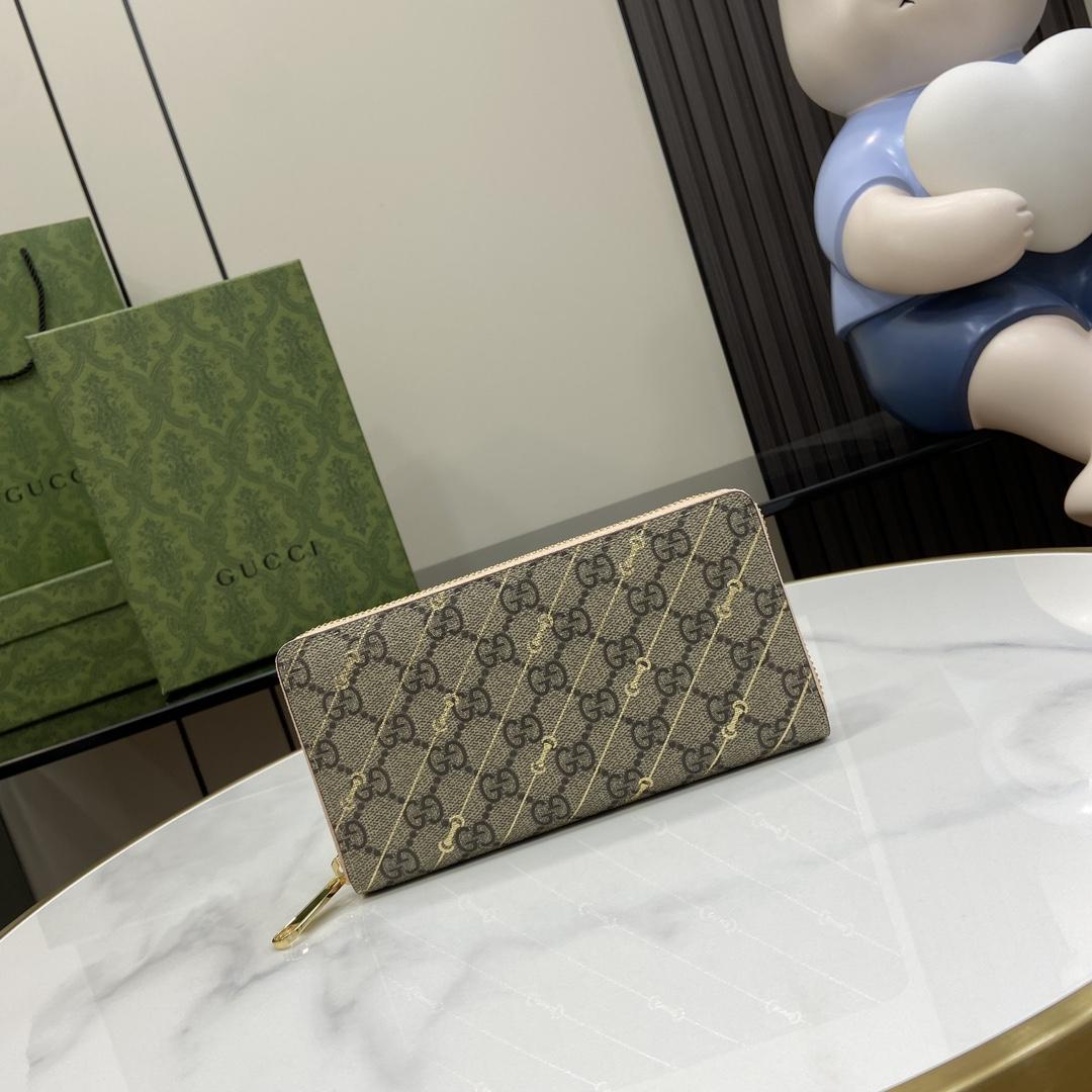 Gucci Zip Around Wallet With Horsebit Print  - DopestKickz