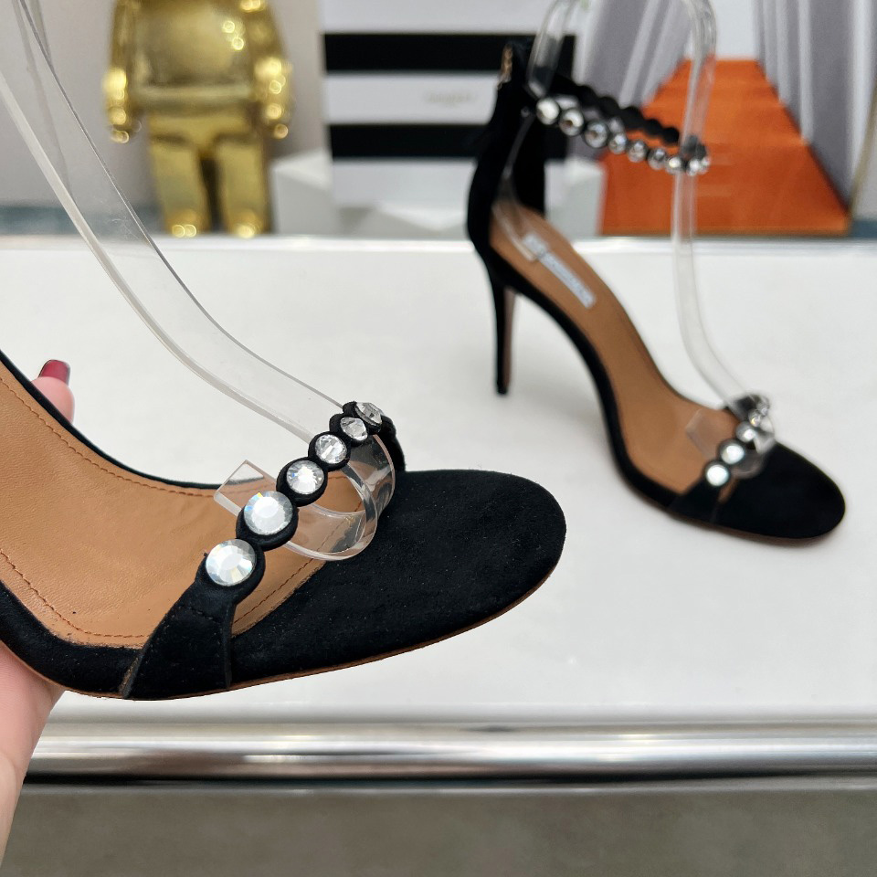 Aquazzura Maxi Tequila 95mm Crystal-embellished Sandals - DopestKickz