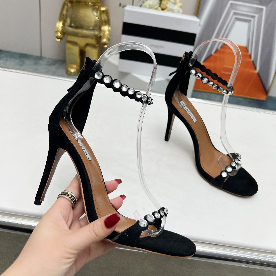 Aquazzura Maxi Tequila 95mm Crystal-embellished Sandals - DopestKickz