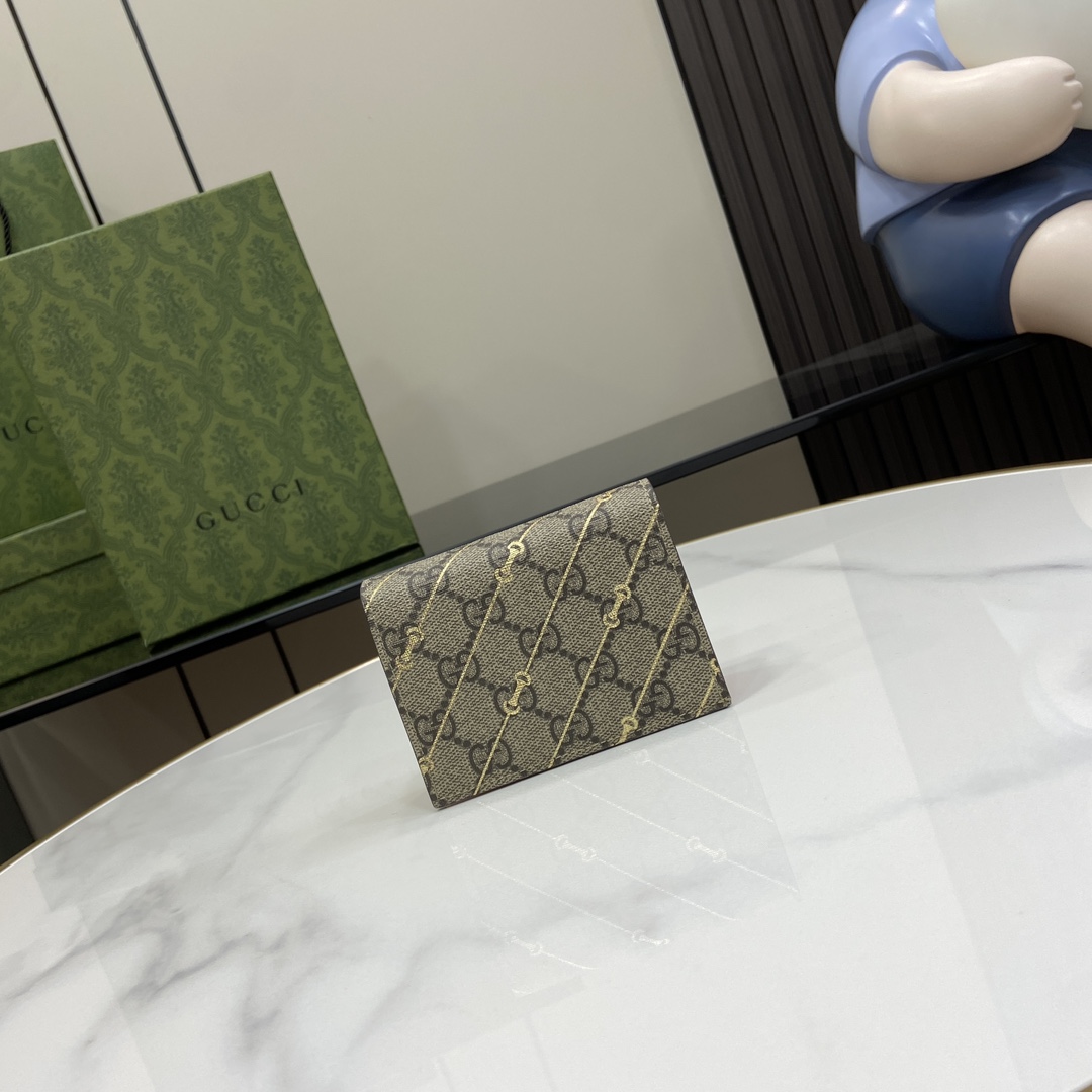 Gucci Card Case Wallet With Horsebit Print - DopestKickz