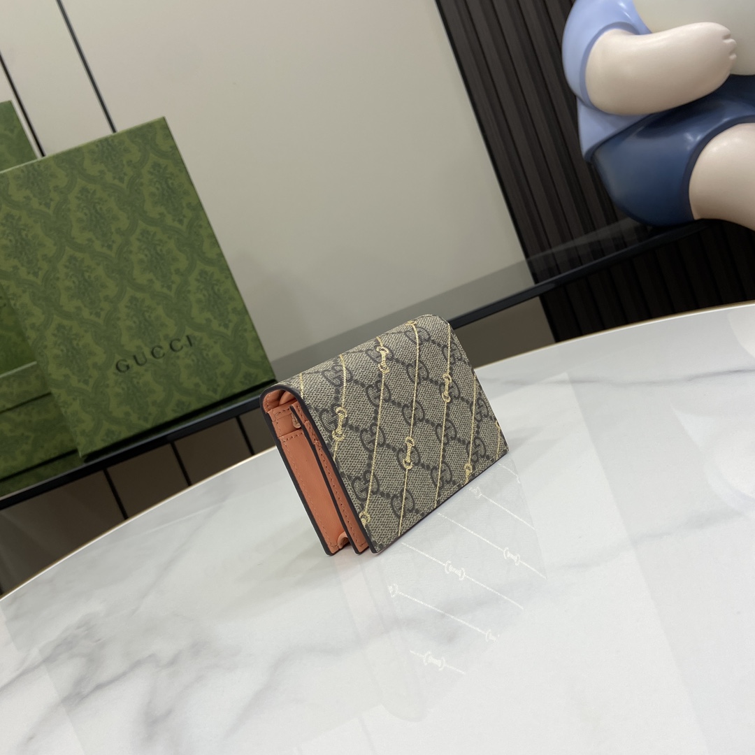 Gucci Card Case Wallet With Horsebit Print - DopestKickz