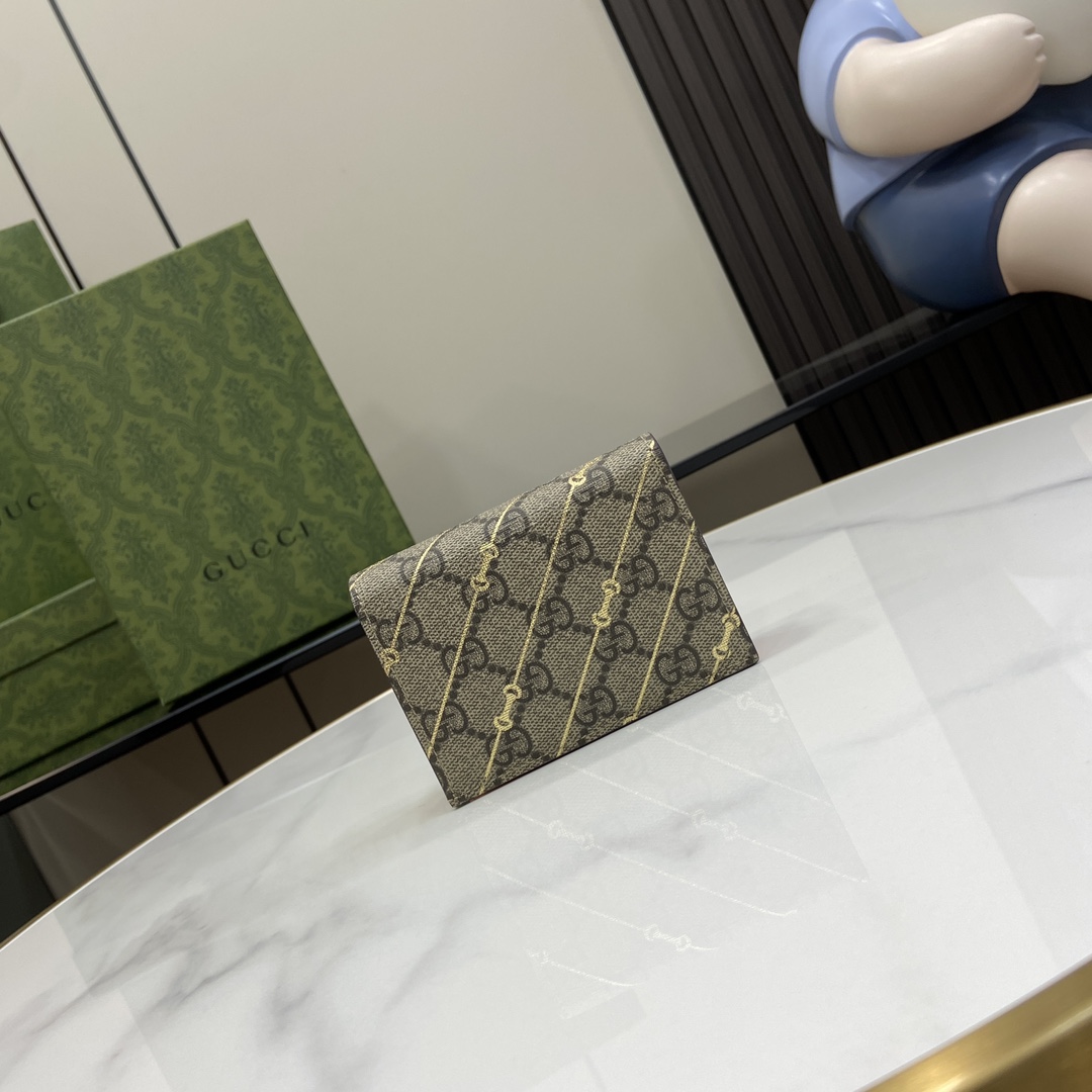 Gucci Card Case Wallet With Horsebit Print - DopestKickz