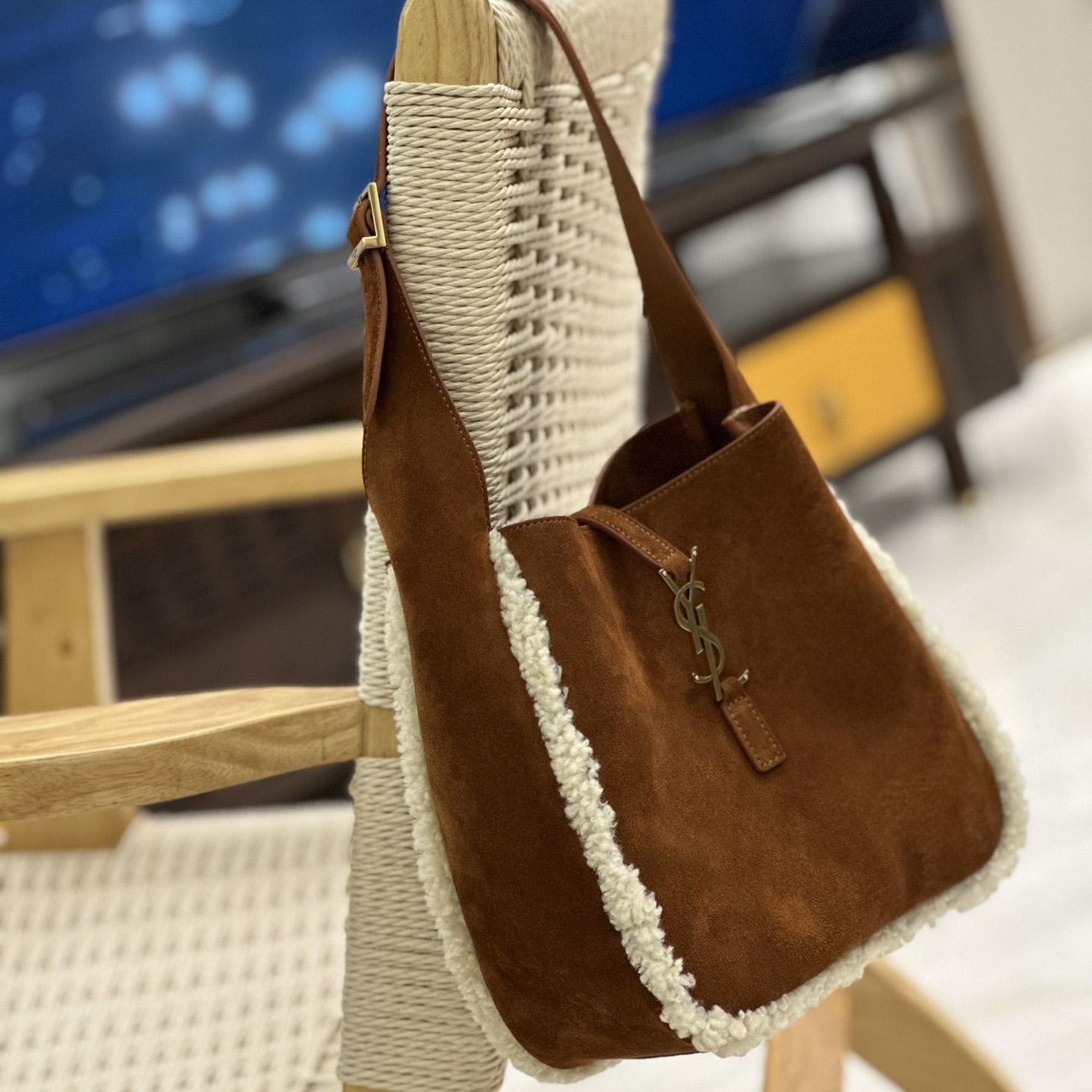 Saint Laurent LE 5 À 7 Supple Small In Suede And Shearling - DopestKickz