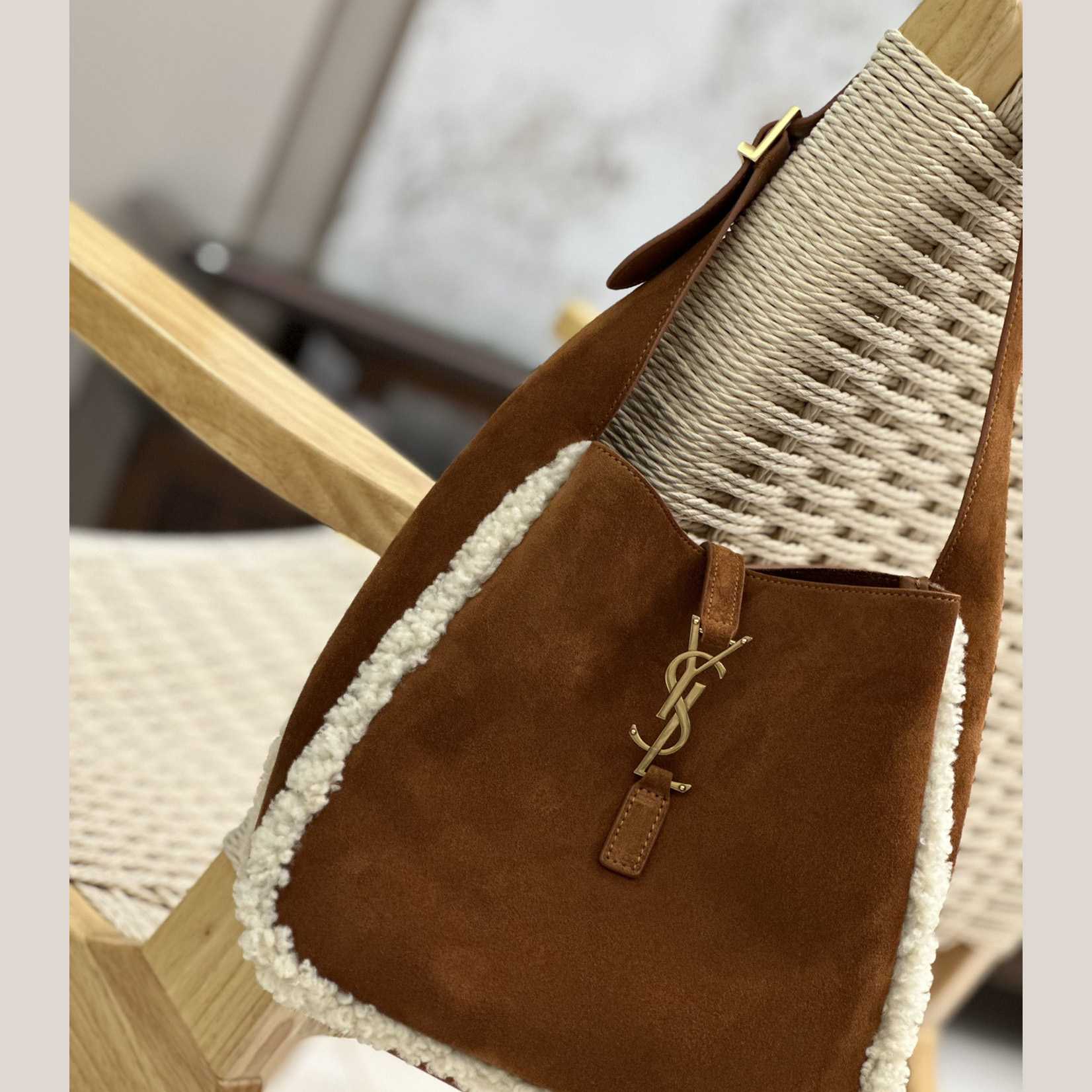 Saint Laurent LE 5 À 7 Supple Small In Suede And Shearling - DopestKickz