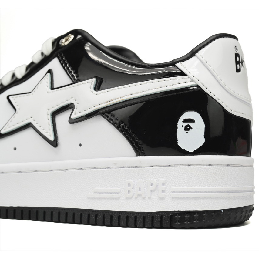 A Bathing Ape Bape Sta Low Black White Sneaker   1H70-191-001  - DopestKickz
