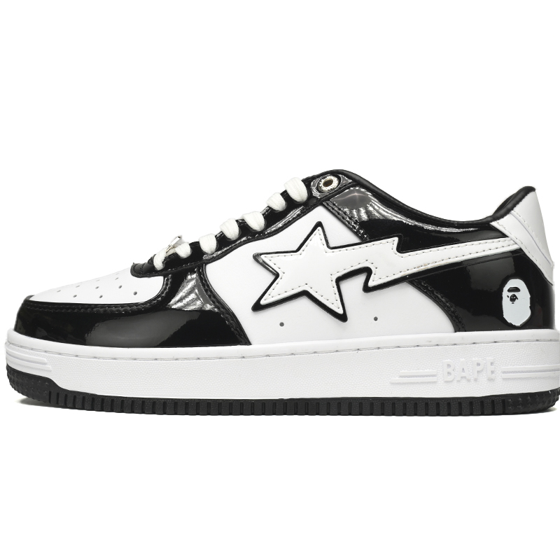 A Bathing Ape Bape Sta Low Black White Sneaker   1H70-191-001  - DopestKickz
