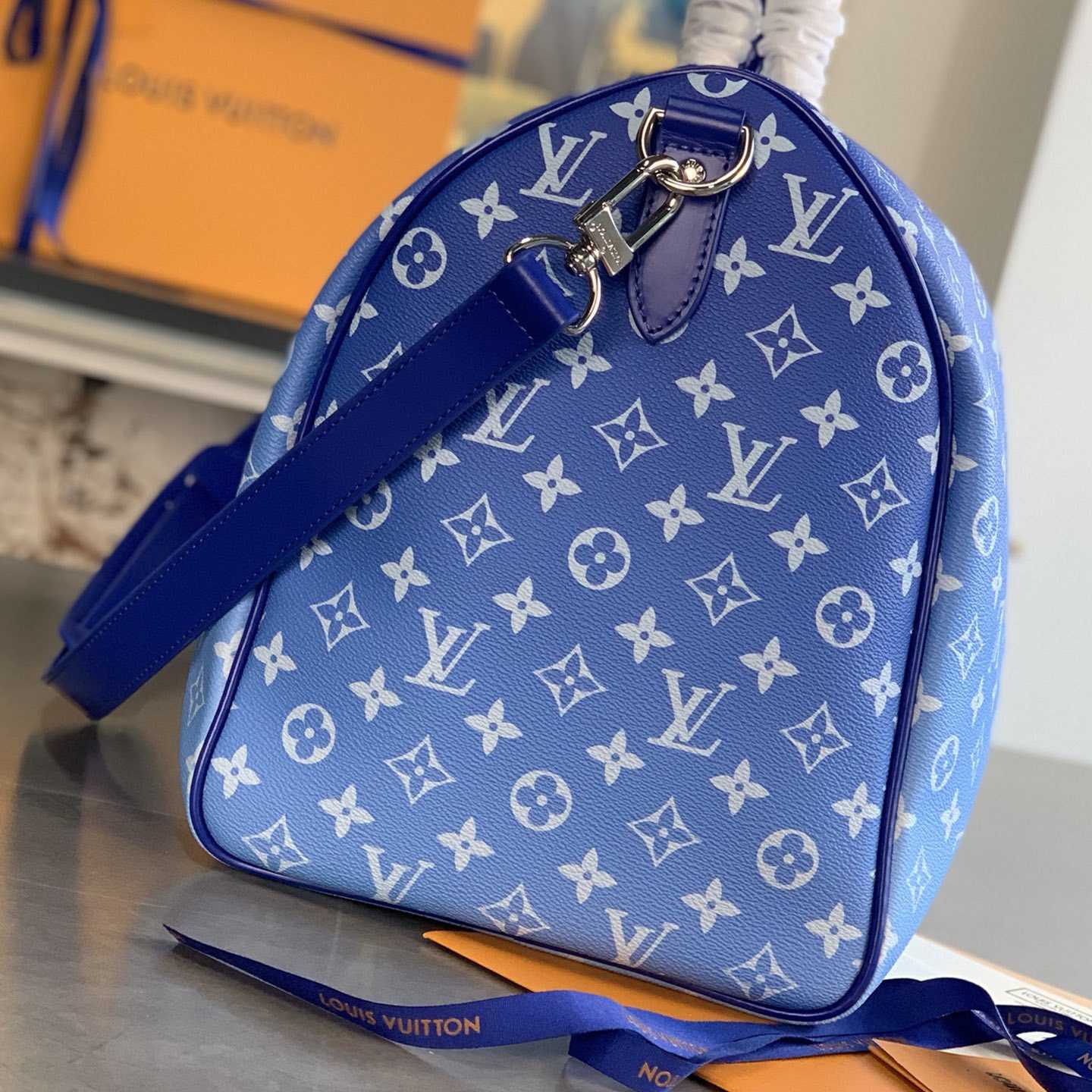 Louis Vuitton Keepall Bandouliere Clouds Monogram 50 Blue - DopestKickz