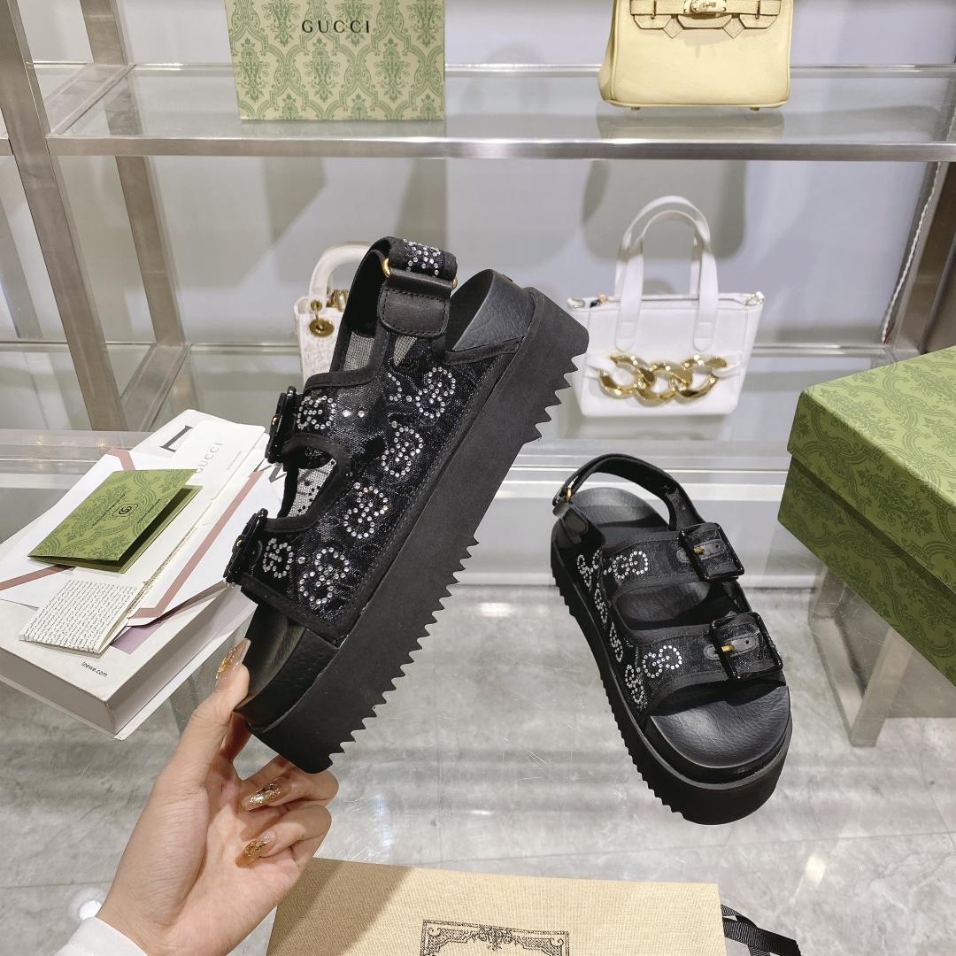 Gucci Women's GG Sandal With Crystals - DopestKickz