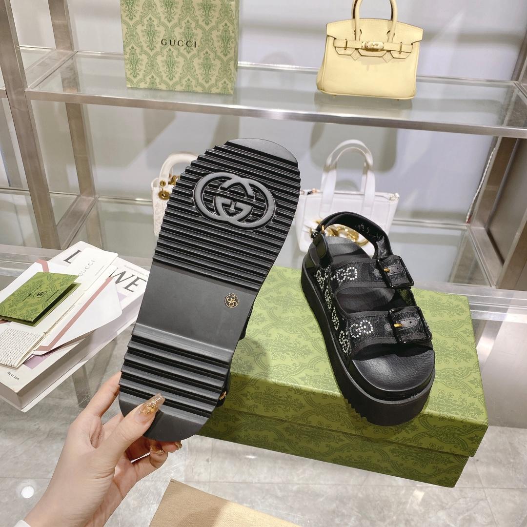 Gucci Women's GG Sandal With Crystals - DopestKickz