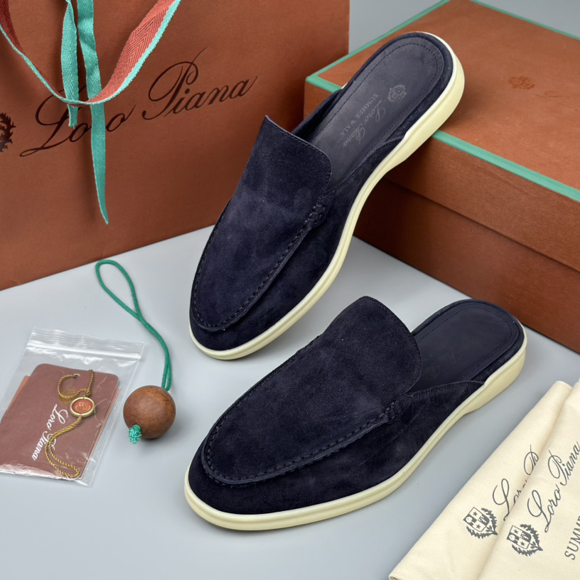 Loro Piana Babouche Walk Loafers Caviar Color - DopestKickz
