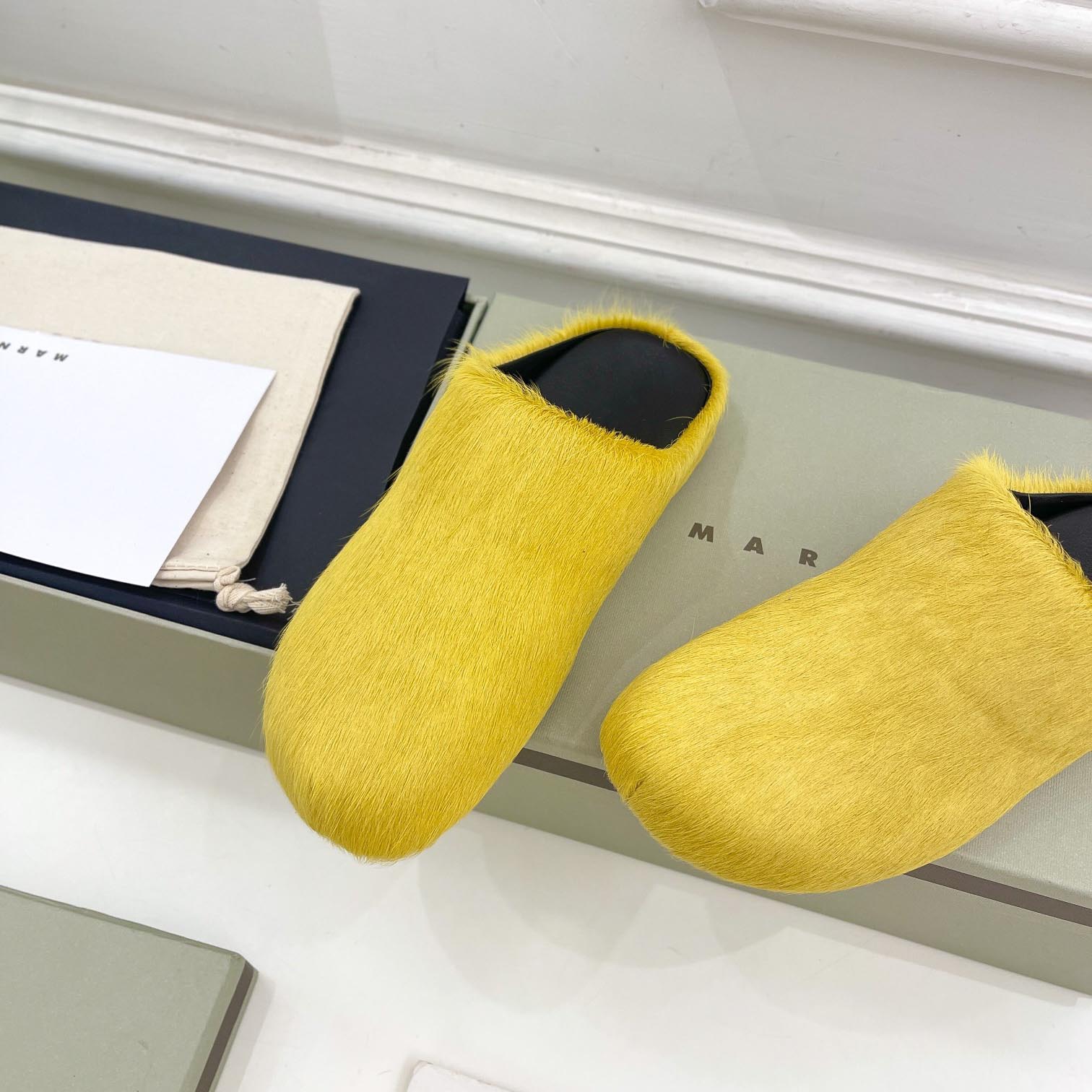 Marni Yellow Long Hair Calfskin Fussbett Sabot - DopestKickz