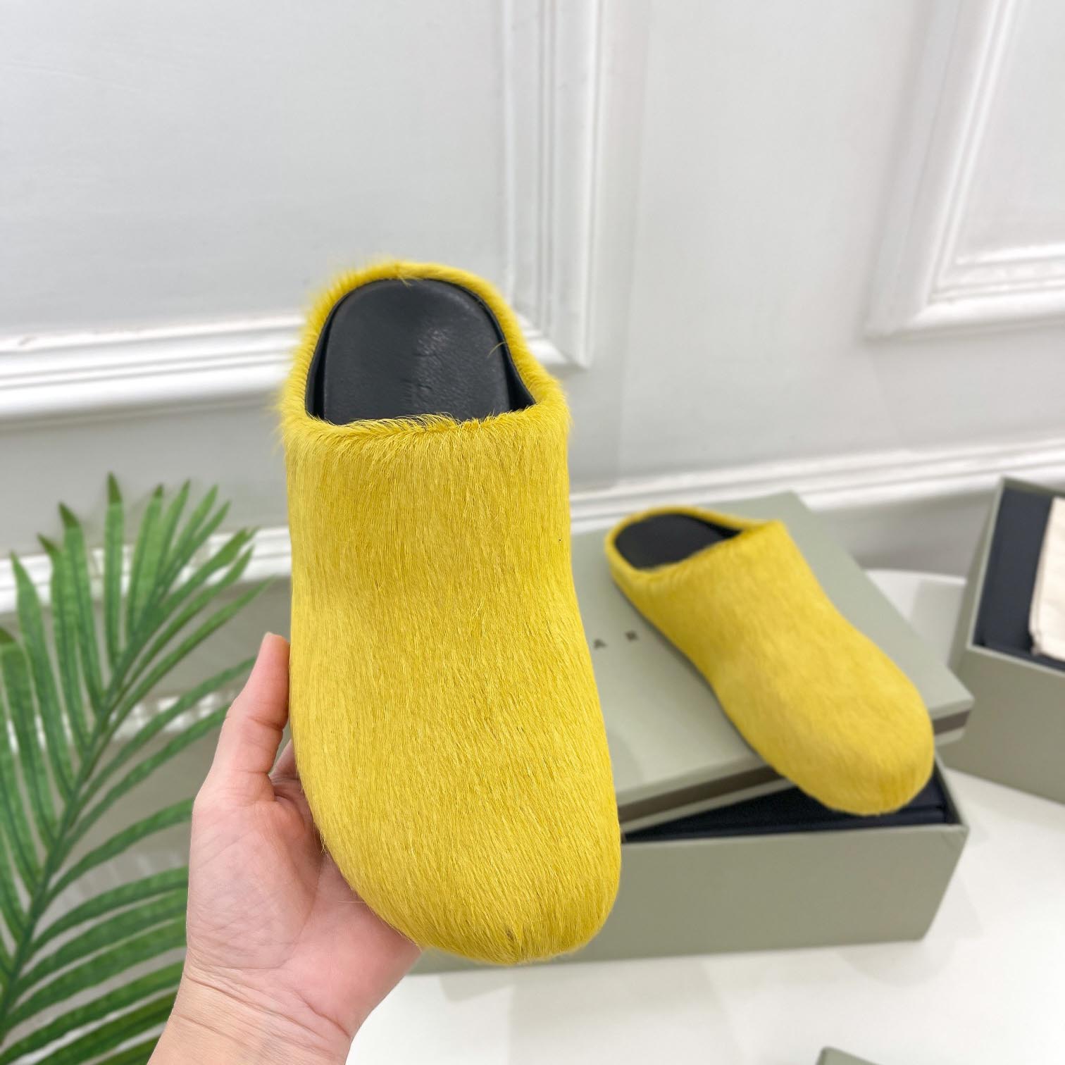 Marni Yellow Long Hair Calfskin Fussbett Sabot - DopestKickz