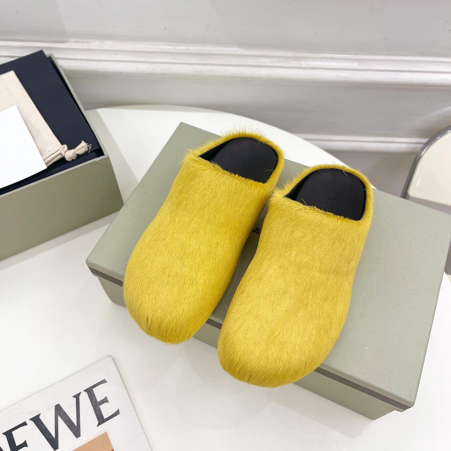 Marni Yellow Long Hair Calfskin Fussbett Sabot - DopestKickz
