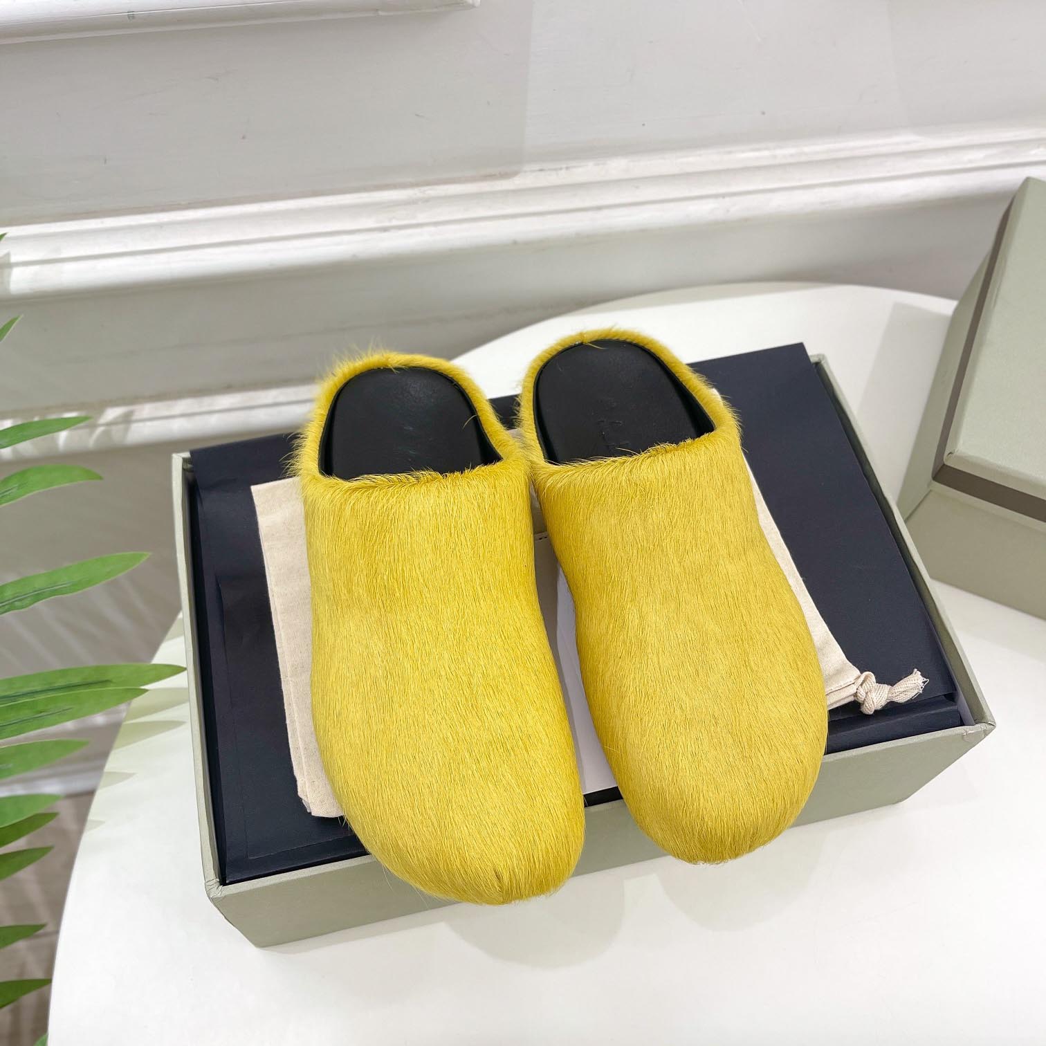 Marni Yellow Long Hair Calfskin Fussbett Sabot - DopestKickz
