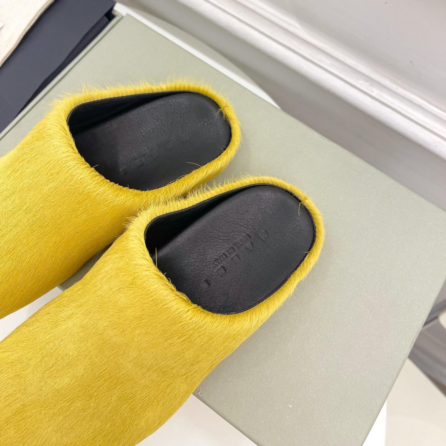 Marni Yellow Long Hair Calfskin Fussbett Sabot - DopestKickz