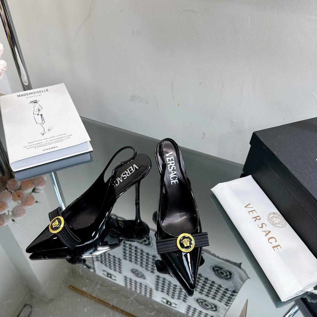 Versace Gianni Ribbon High Slingback Pumps - DopestKickz