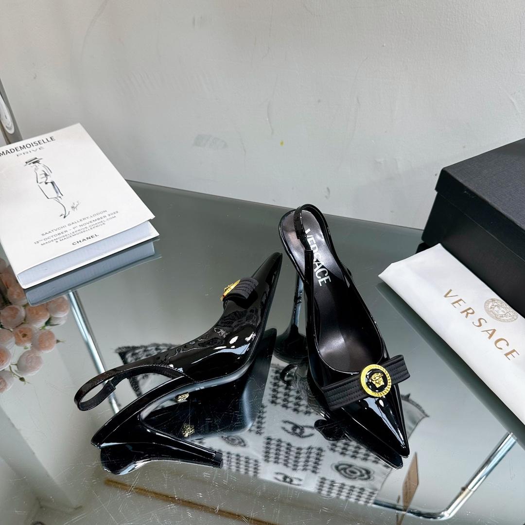 Versace Gianni Ribbon High Slingback Pumps - DopestKickz