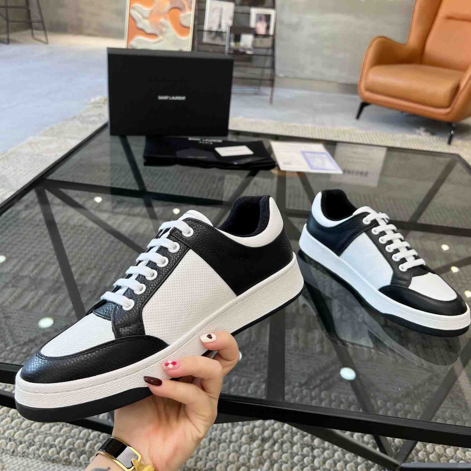 Saint Laurent SL/61 Low-top Sneakers In Perforated Leather - DopestKickz