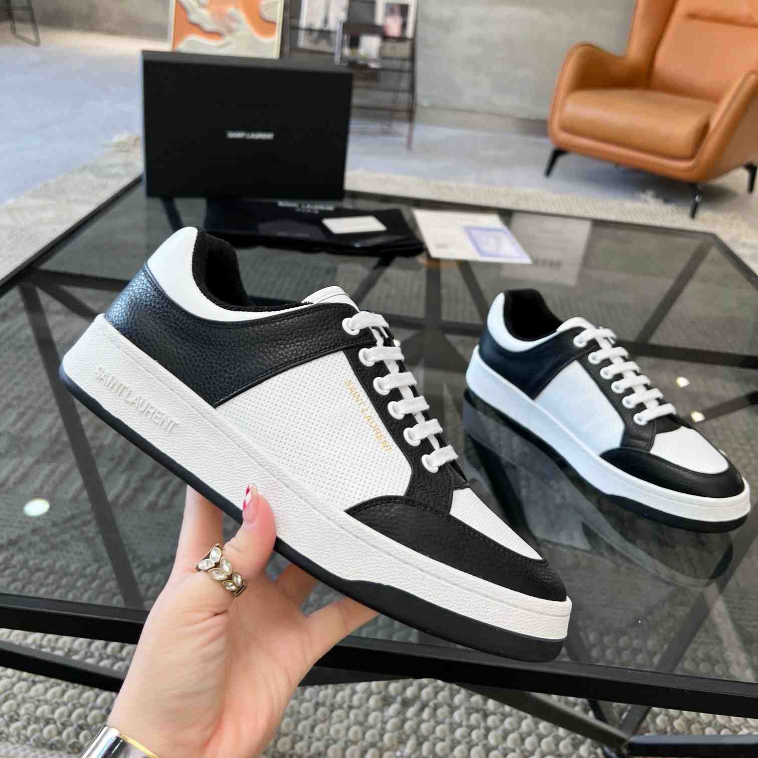 Saint Laurent SL/61 Low-top Sneakers In Perforated Leather - DopestKickz