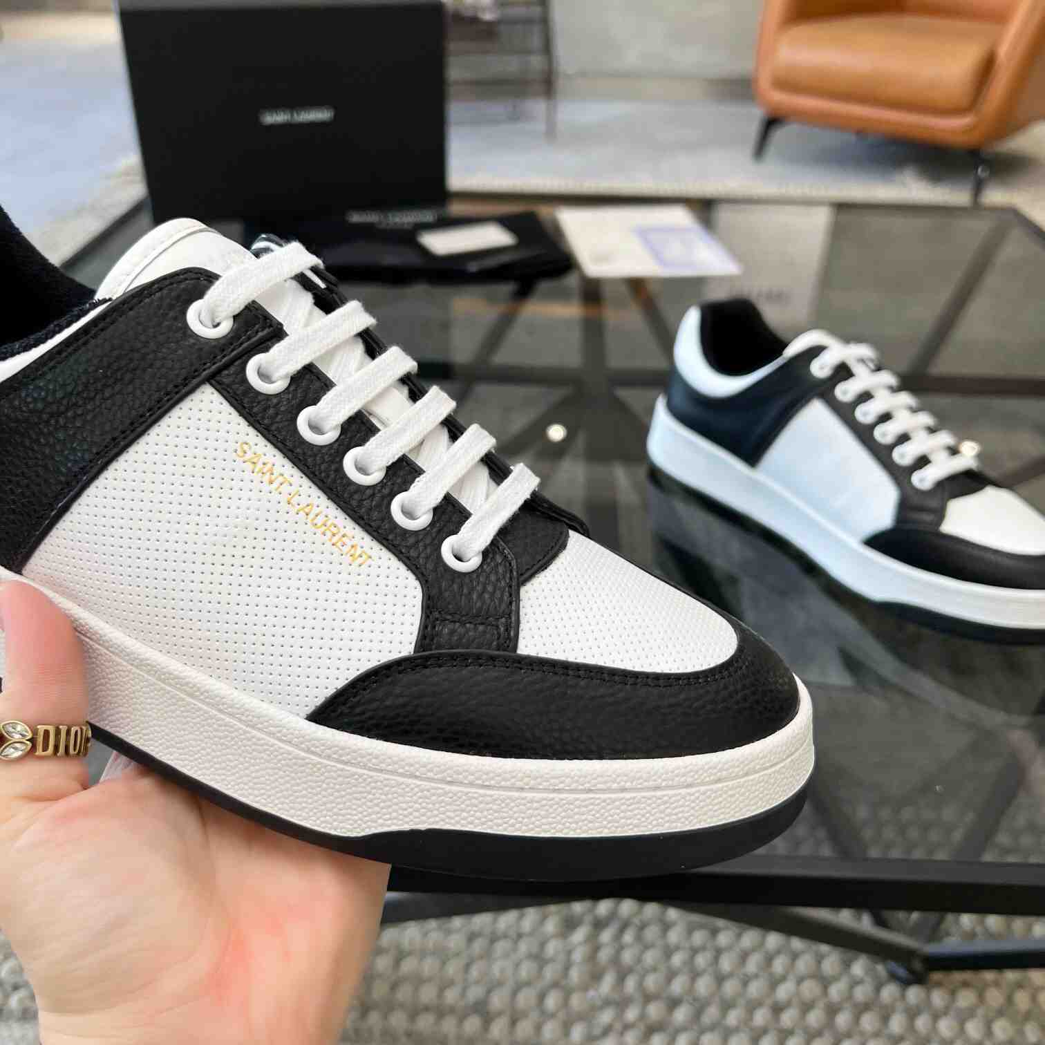 Saint Laurent SL/61 Low-top Sneakers In Perforated Leather - DopestKickz