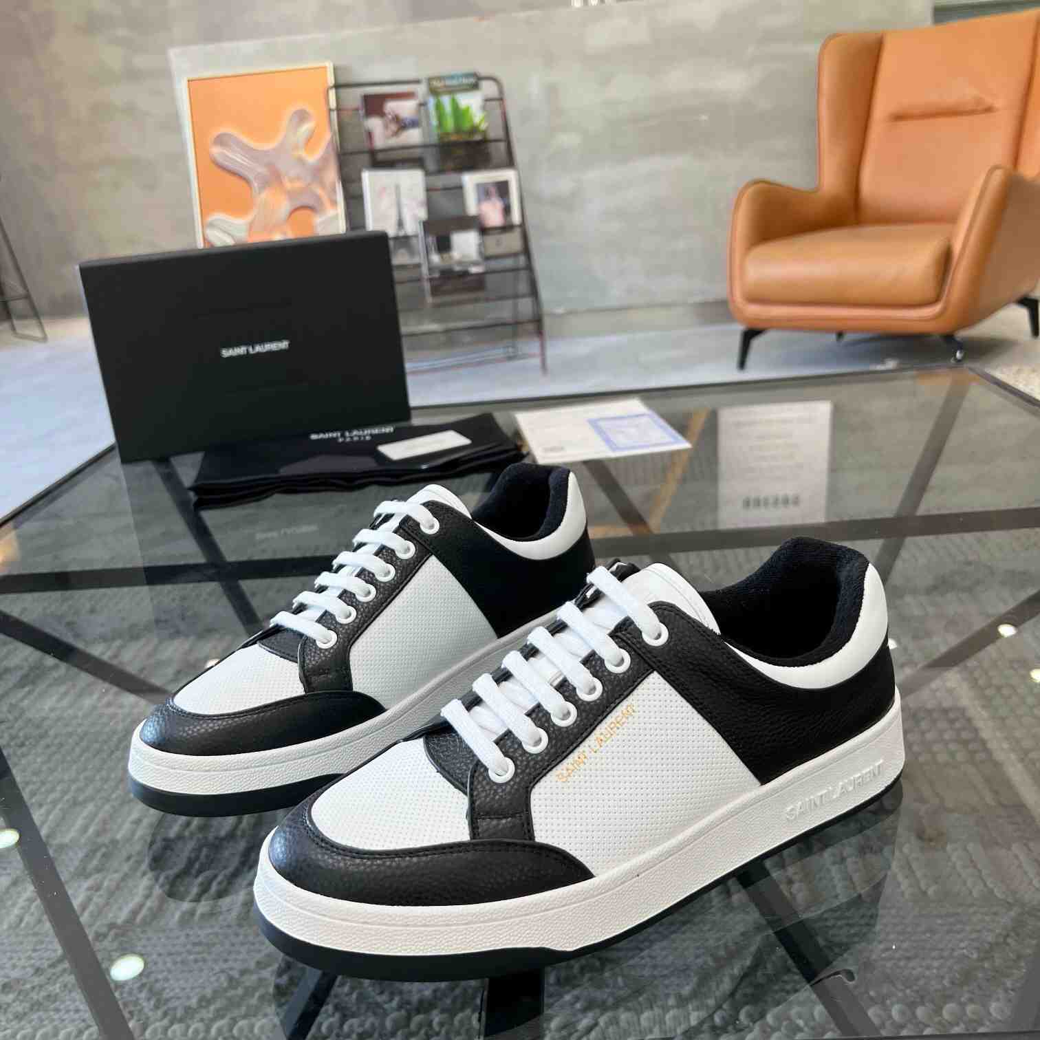 Saint Laurent SL/61 Low-top Sneakers In Perforated Leather - DopestKickz