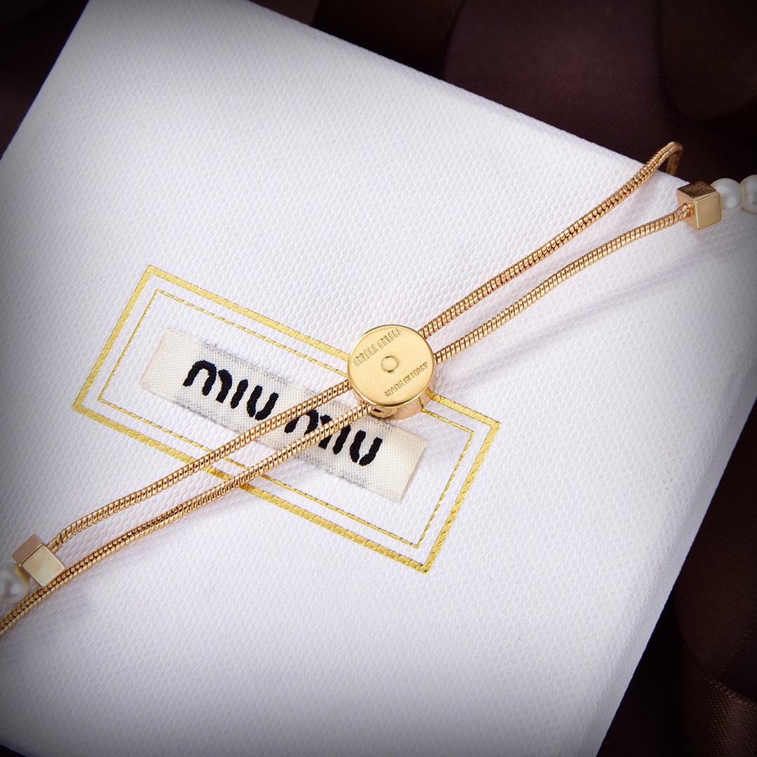 Miu Miu Logo-charm Beaded Choker Necklace - DopestKickz