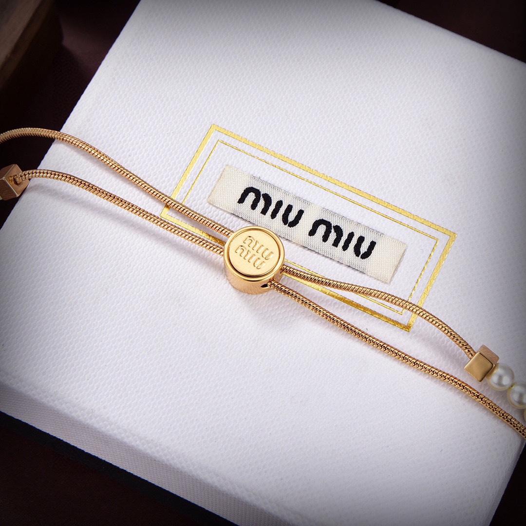 Miu Miu Logo-charm Beaded Choker Necklace - DopestKickz