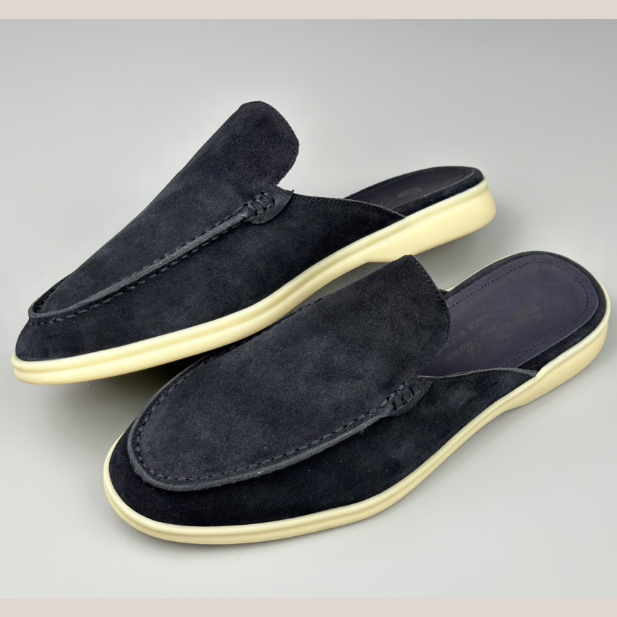 Loro Piana Babouche Walk Loafers Navy Blue - DopestKickz