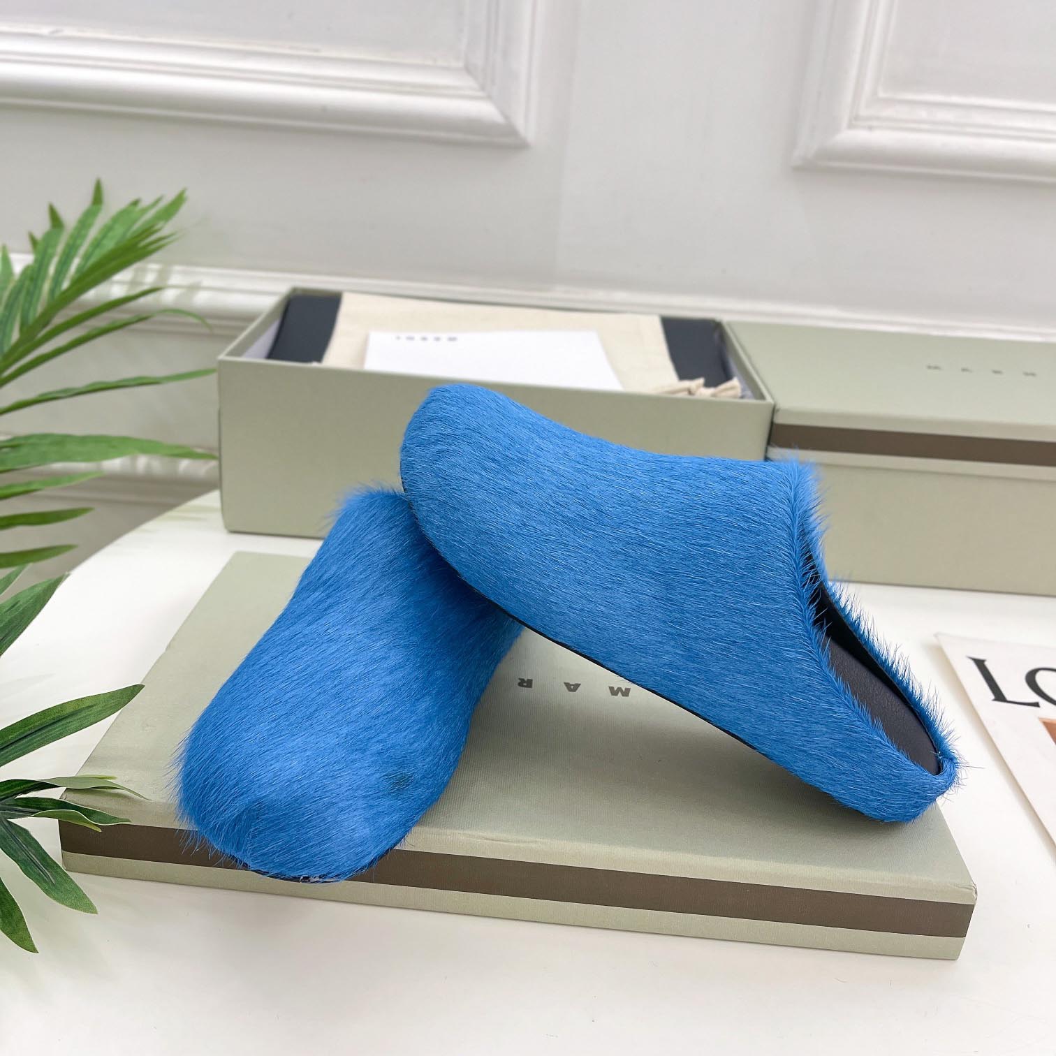 Marni Blue Long Hair Calfskin Fussbett Sabot - DopestKickz