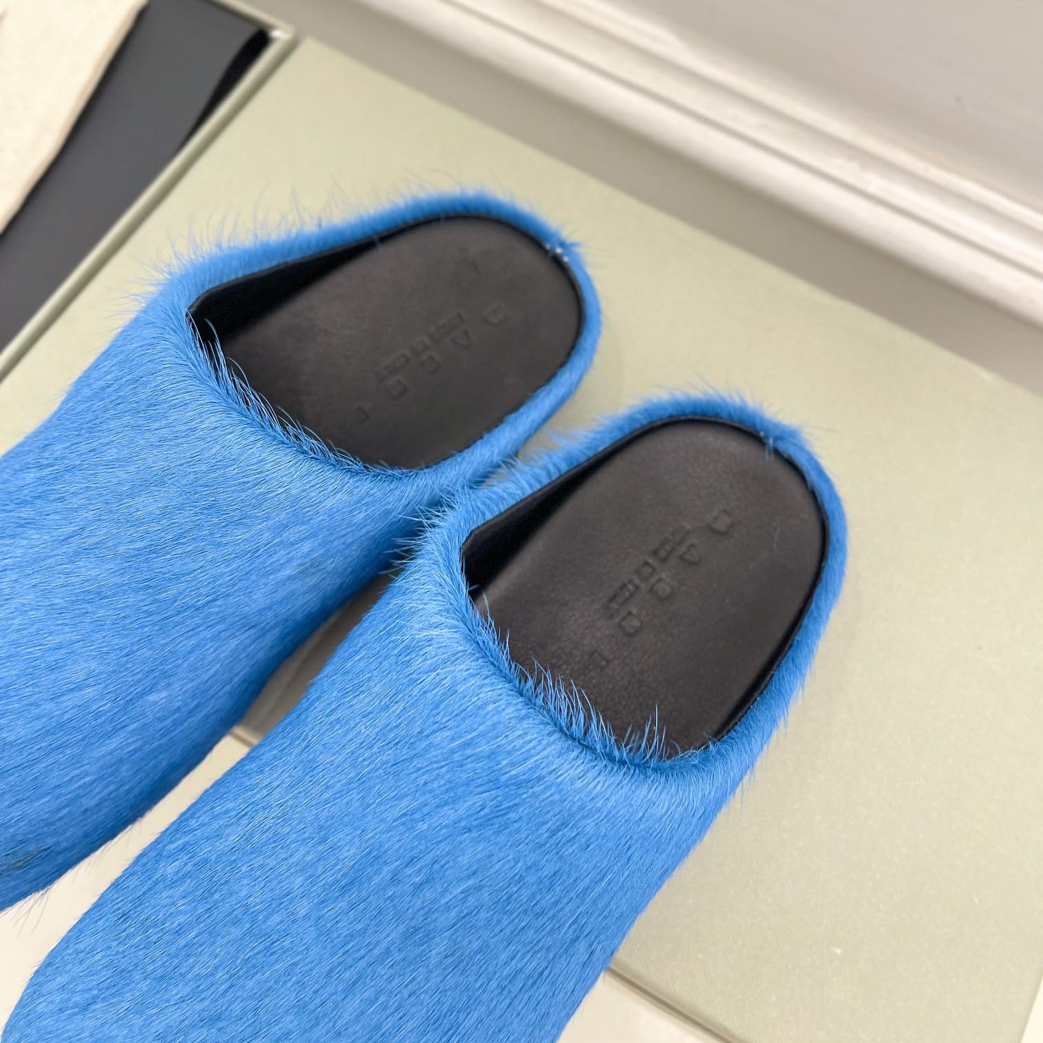 Marni Blue Long Hair Calfskin Fussbett Sabot - DopestKickz