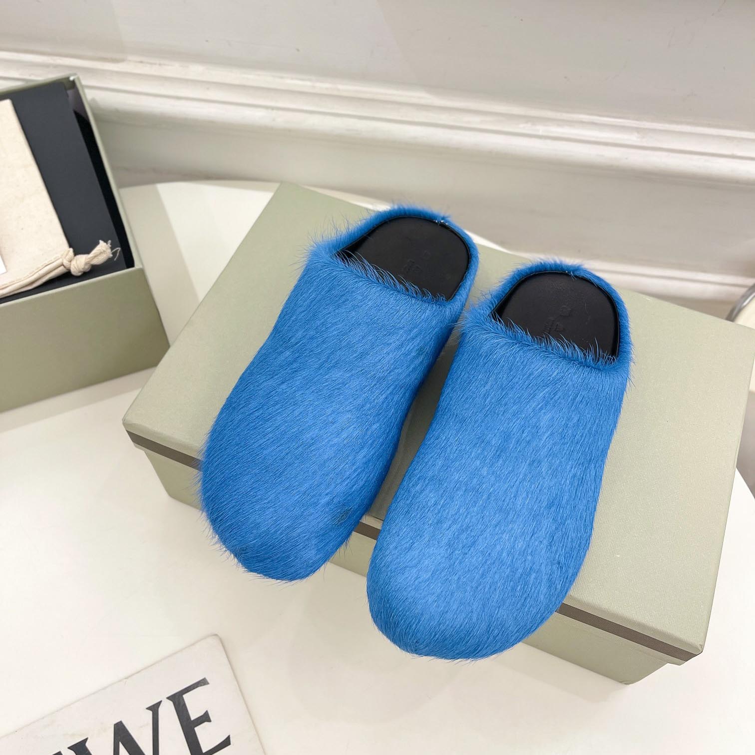 Marni Blue Long Hair Calfskin Fussbett Sabot - DopestKickz