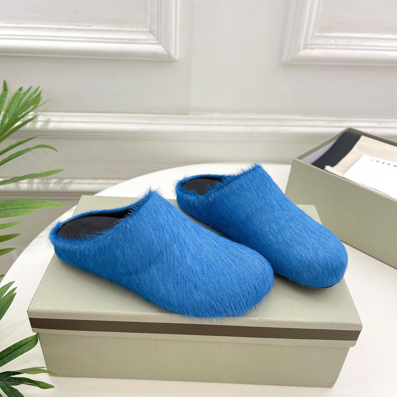 Marni Blue Long Hair Calfskin Fussbett Sabot - DopestKickz