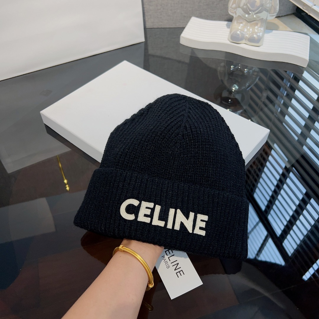 Celine  Embroidered Beanie In Ribbed Wool - DopestKickz