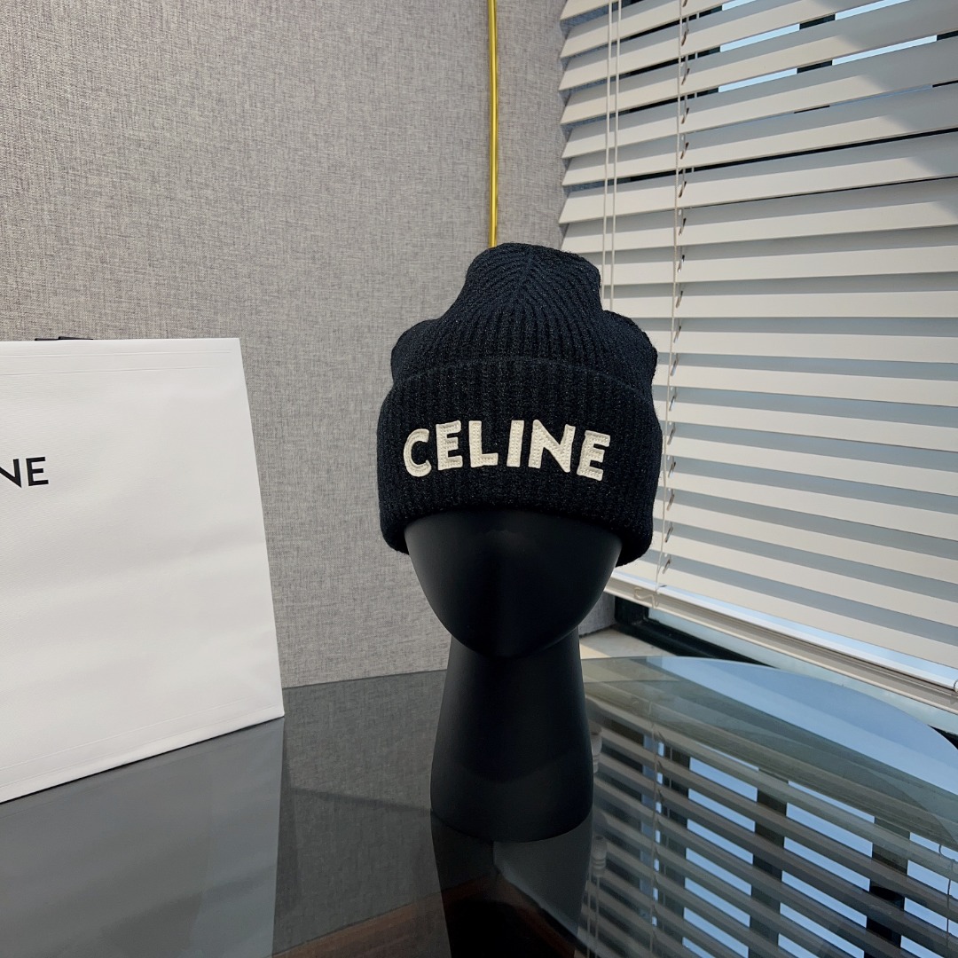 Celine  Embroidered Beanie In Ribbed Wool - DopestKickz