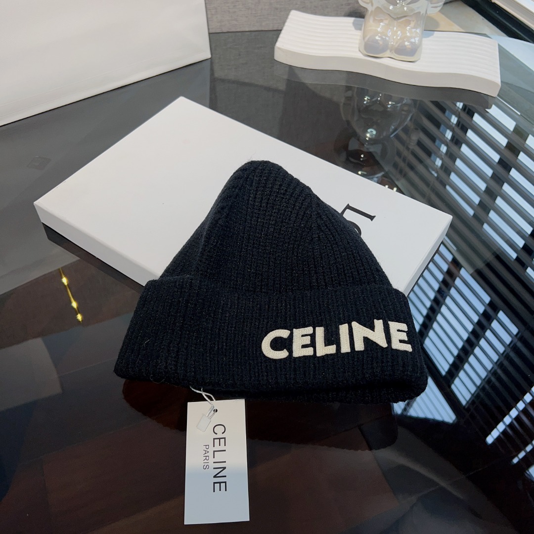 Celine  Embroidered Beanie In Ribbed Wool - DopestKickz