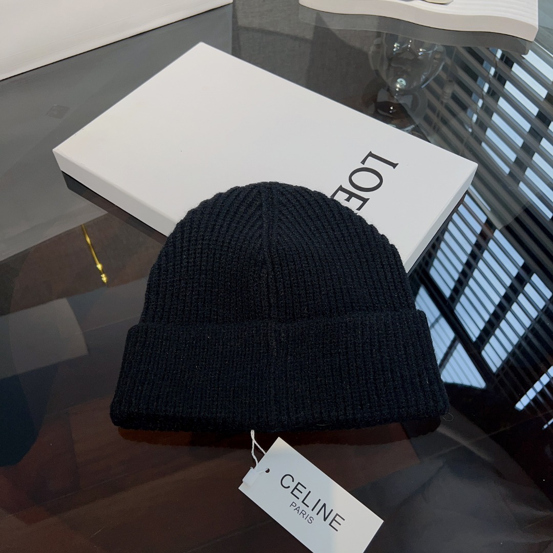 Celine  Embroidered Beanie In Ribbed Wool - DopestKickz