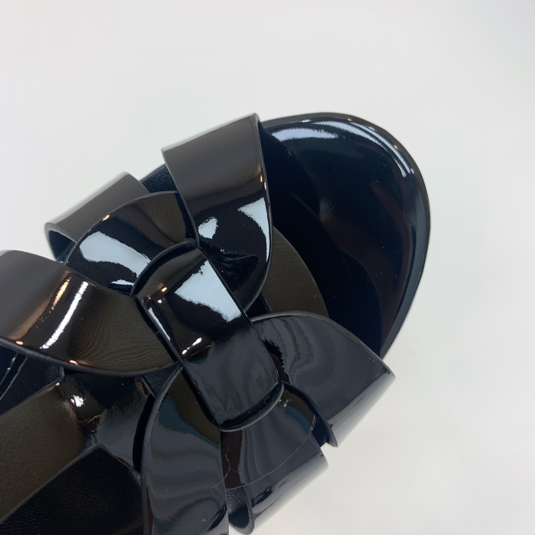 Saint Laurent Tribute Platform Sandals In Patent Leather - DopestKickz