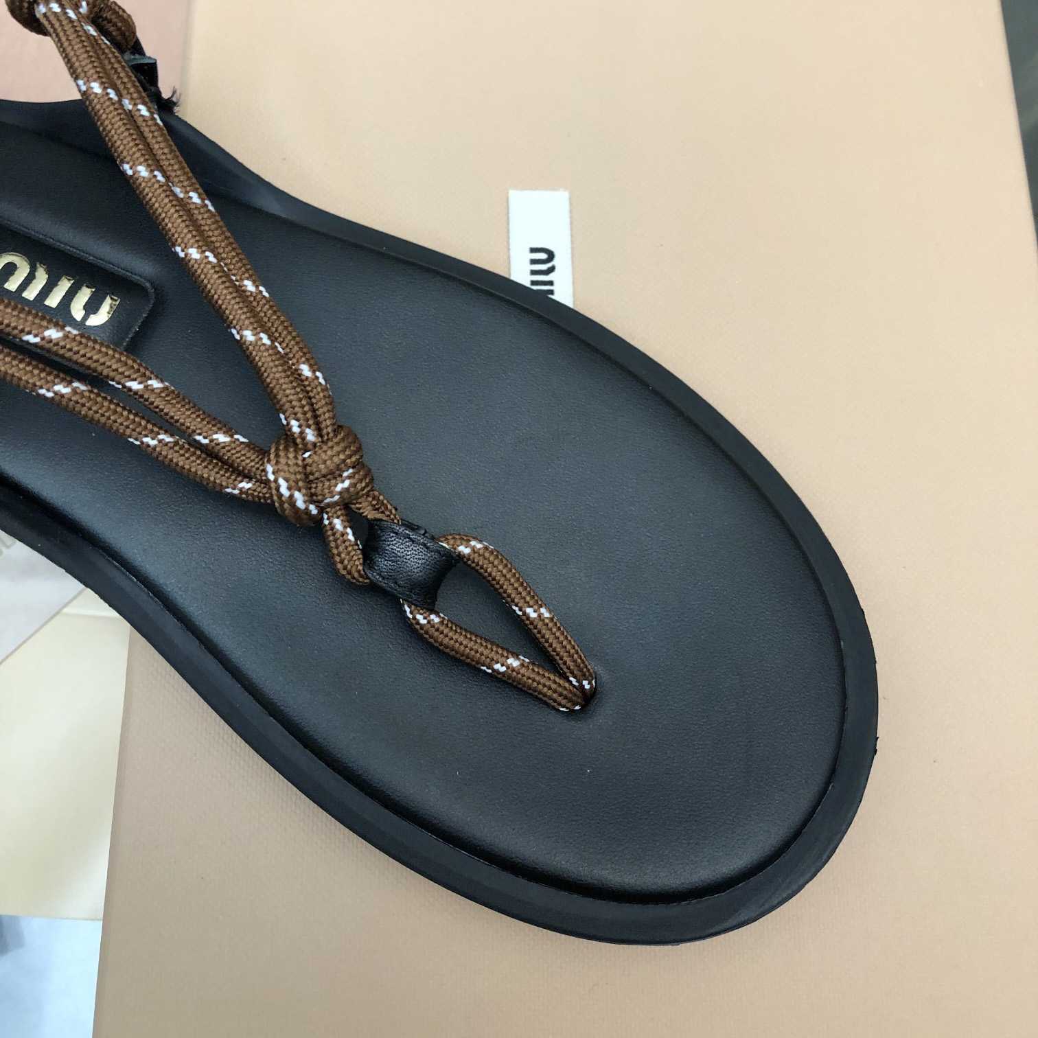 Miu Miu Riviere Cord And Leather Sandals - DopestKickz