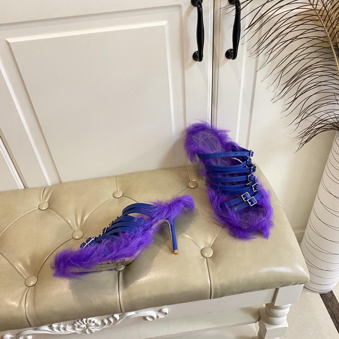 Burberry Satin Step Fuzz Sandals - DopestKickz